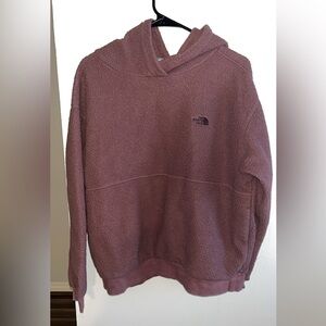 Women’s XL The North Face burgundy sherpa hoodie sweatshirt jacket coat